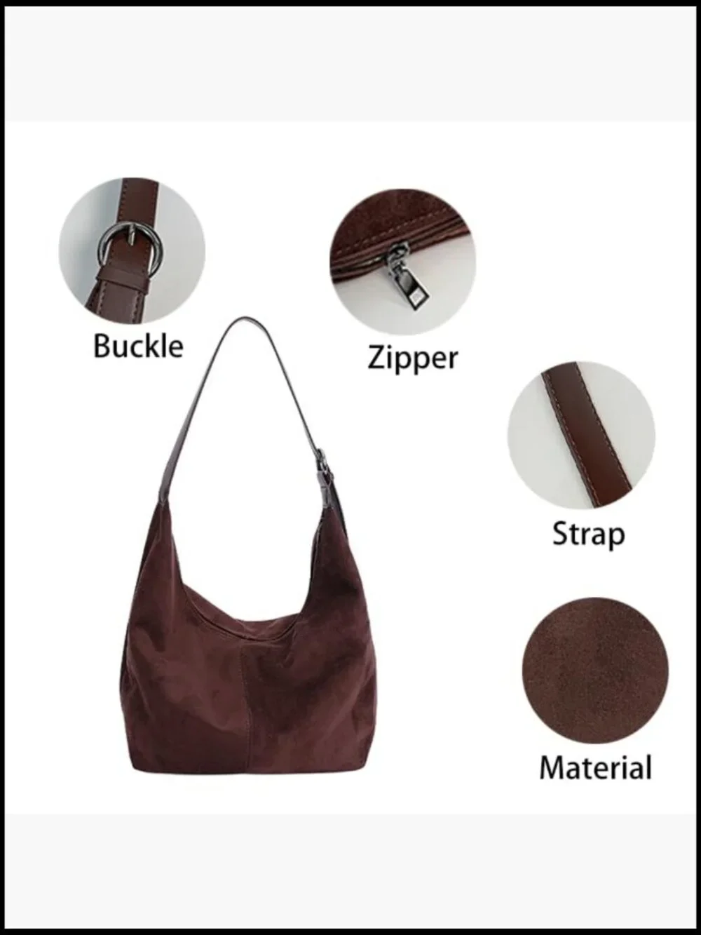 Dumpling Bag Vintage Convertible Spacious Crossbody Hobo Suede PU Shoulder